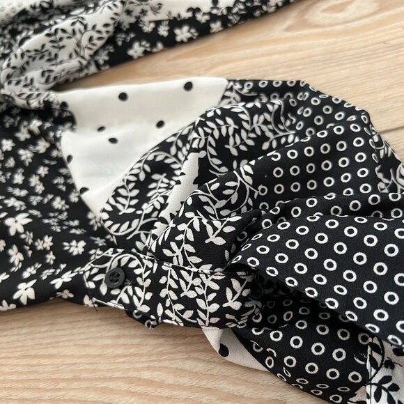 🖤Calvin Klein Women's XL Patchwork Print -button down Relaxed Shirt black White - Picture 12 of 13